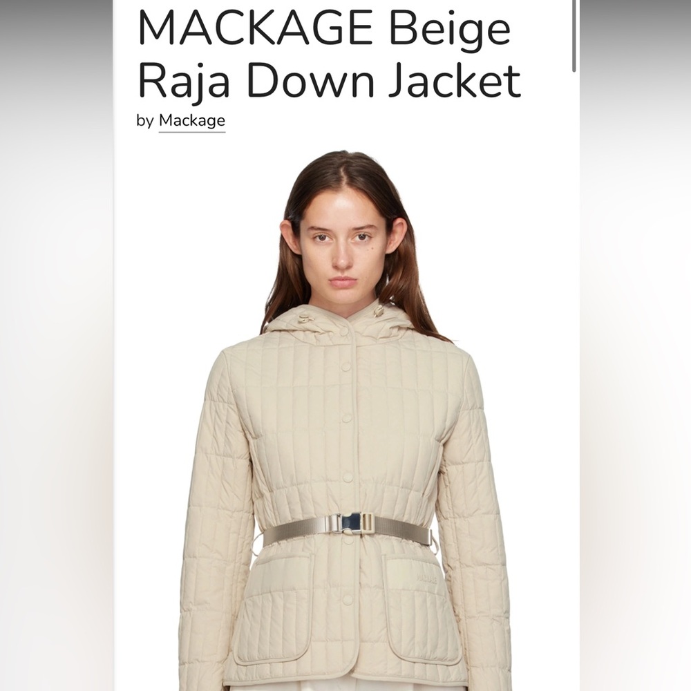 Mackage Raja Cream Quilted Puffer Jacket XS